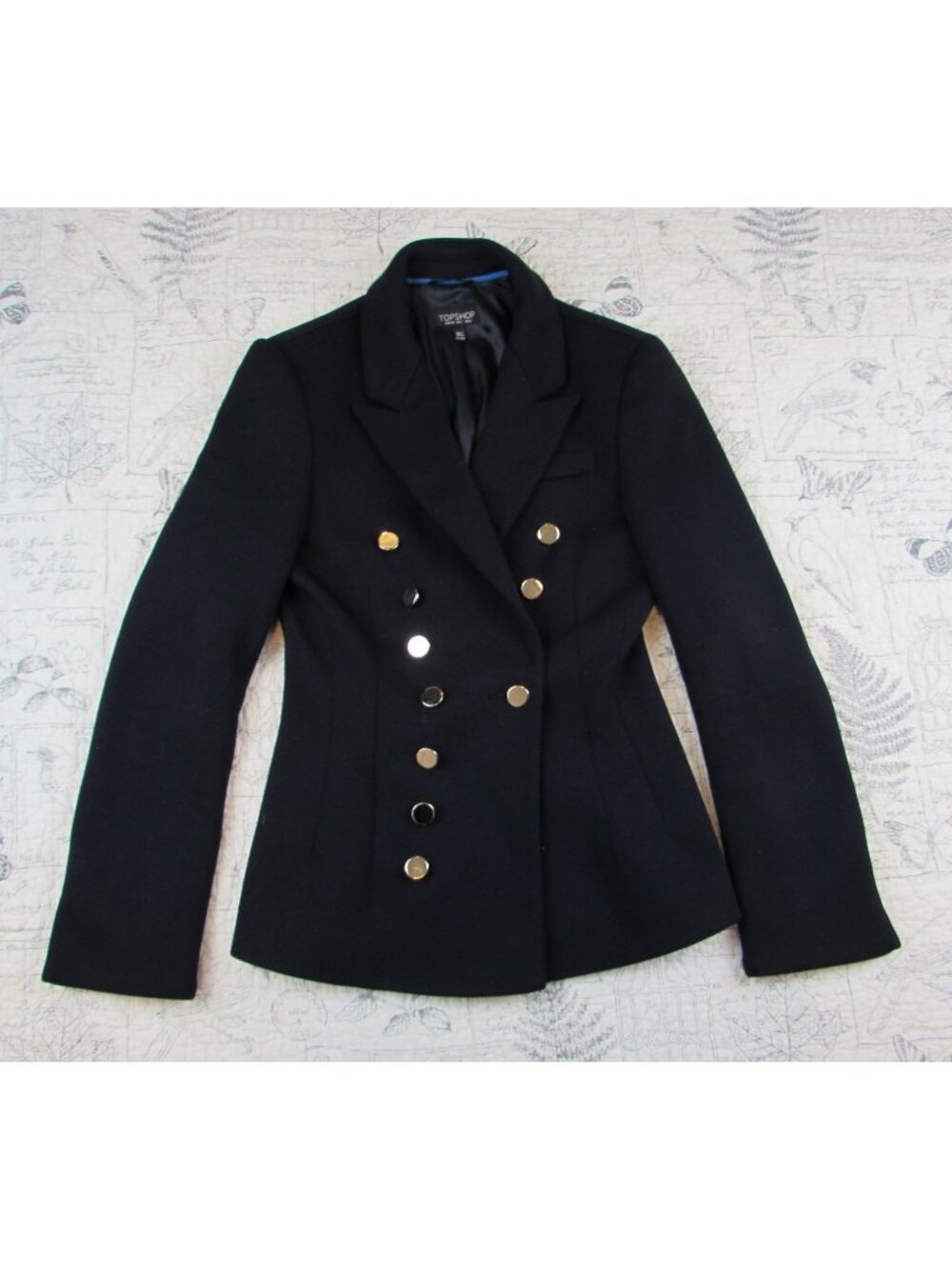 NEW Topshop Navy Double Breasted Blazer Jacket Gold Buttons career 2